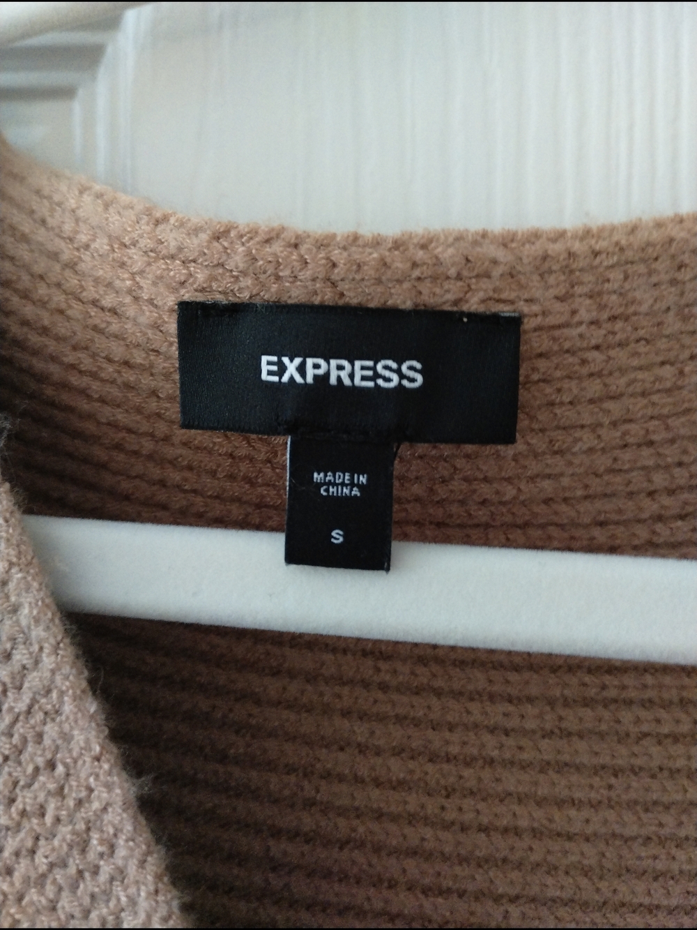 Express Camel Ribbed Wrap-Style Midi Dress - Picture 4 of 4